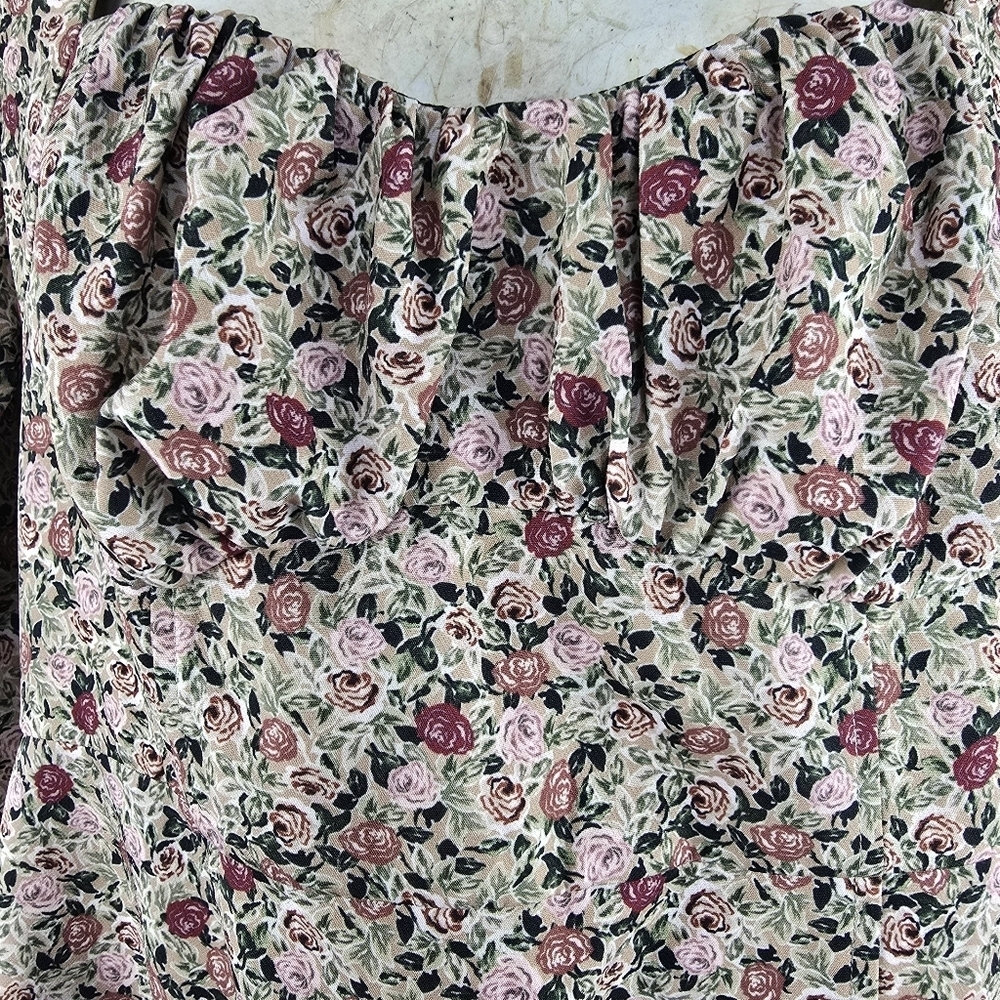 Zara Floral Long Sleeve Dress Size L - Picture 5 of 12